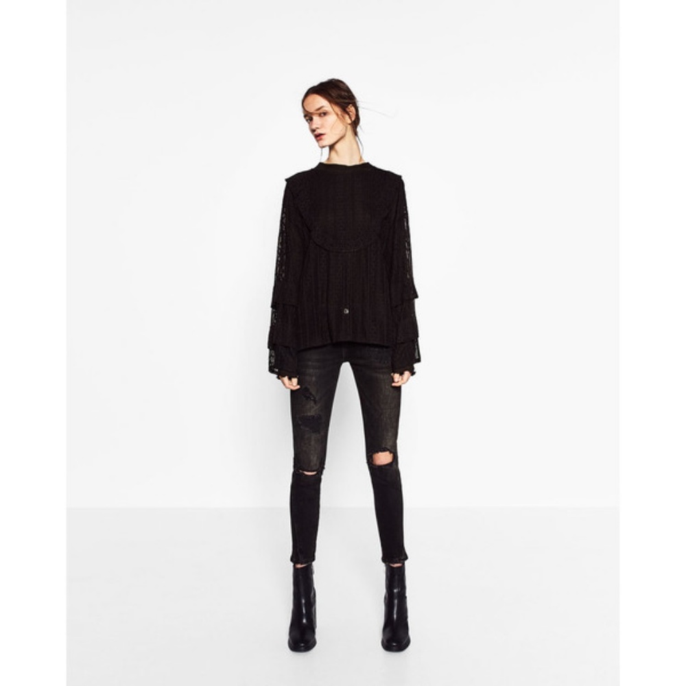NWOT Zara Size S Lace Victorian Top - Picture 3 of 6